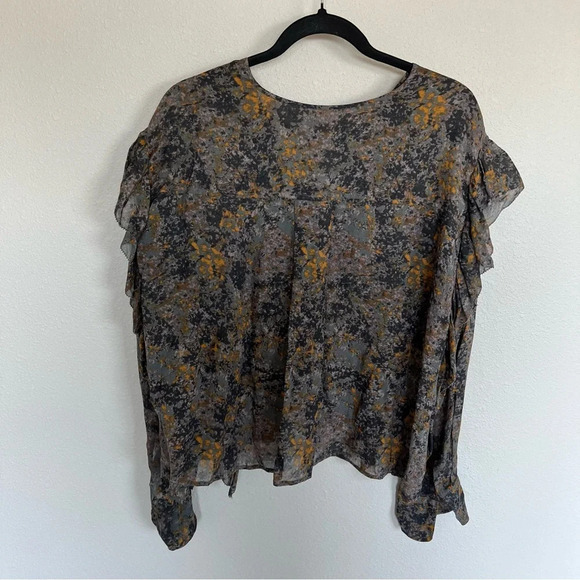 NWOT Isabel Marant Etoile Jelby Khaki Ruffle Long Sleeve Blouse Boho Bohemian 4 - Picture 13 of 15